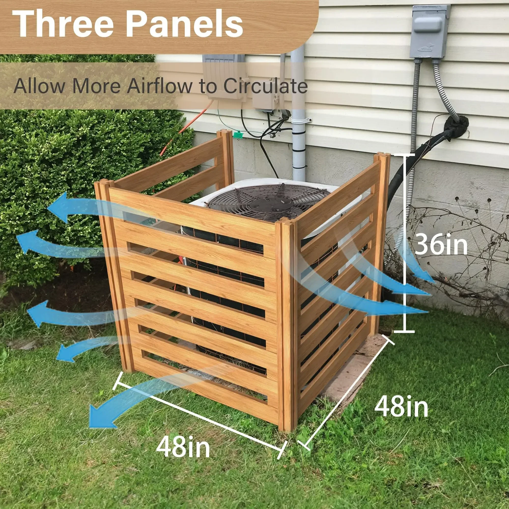 

New Air Conditioner Fence Wood Composter Bin 3 Panels 36 "L x 36 "W x 36 "H Privacy Screens Fence Panels for Outside