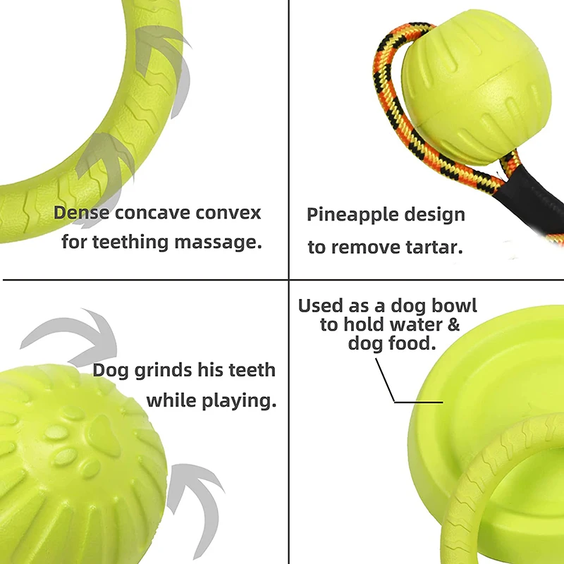 Pet Flying Discs Training Ring Puller Dog Toys For Big Large Dogs Bite Resistant Chew Ball Toy Floating Puppy Interactive Supply