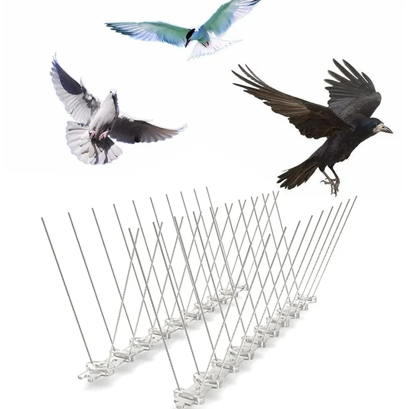 1Pc 25cm Plastic Repeller Bird and Pigeon Spikes Deterrent Anti Bird Stainless Steel Spike Strip Bird Scarer Repeller for Pigeon