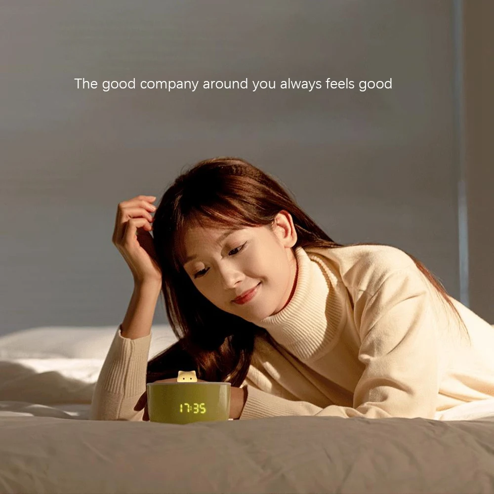 Alarm Light, Three Levels of Light Can Be Adjusted Freely. Cartoon Cat Alarm Clock Light for Girls, Bedroom(Pink)