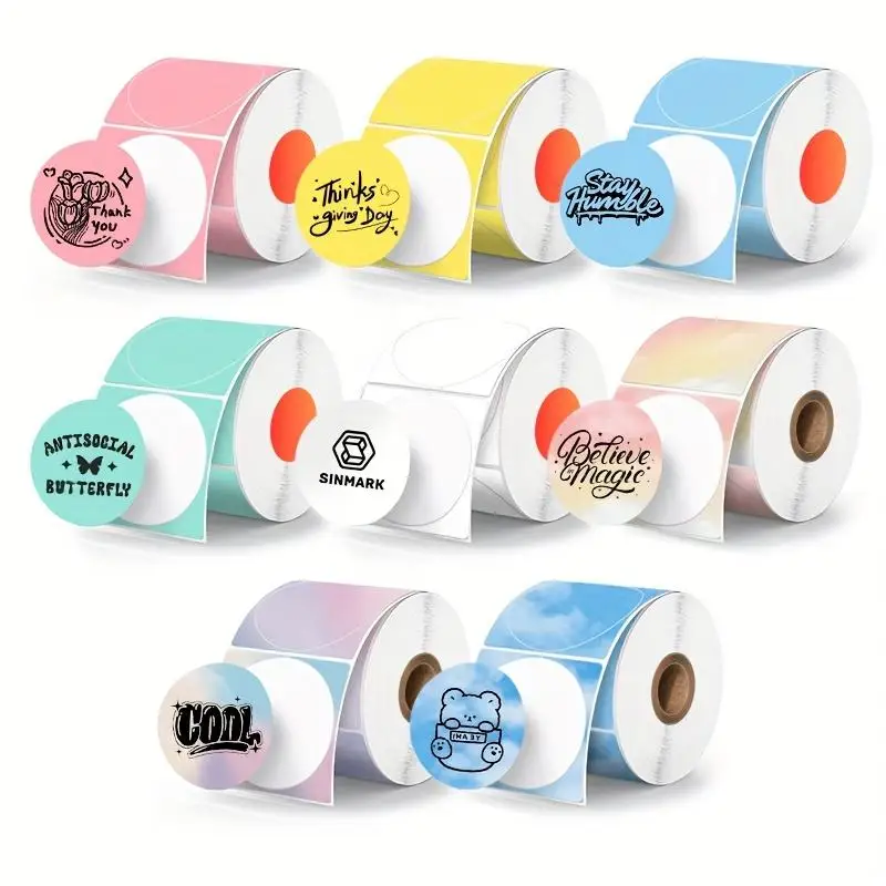 

Thermal Label Printer Paper 8 Rolls Self Adhesive Sticker for Shipping Mailing Barcode Office Organization Laser