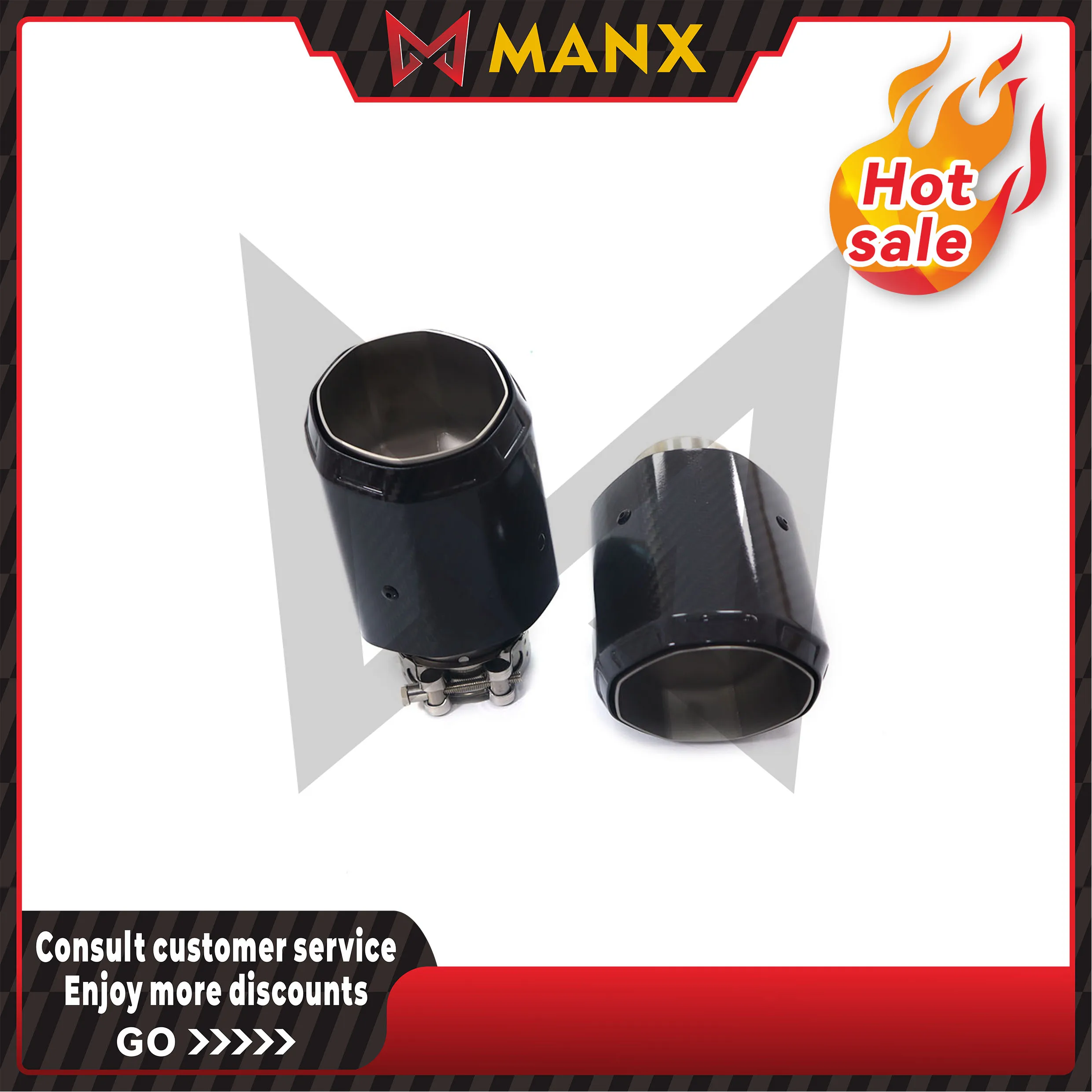 

MANX car exhaust system accessories universal carbon fiber octagonal tips
