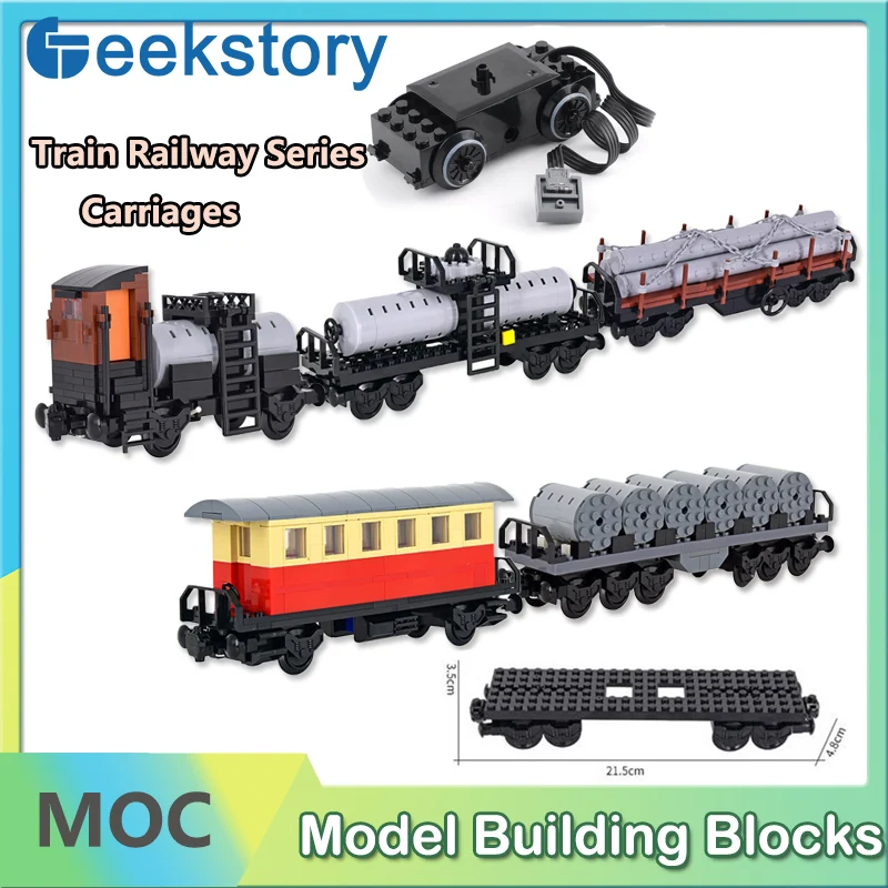 City Train Carriages Series MOC Building Blocks Short Pile Truck/Container/Firewood Train/Van Cable Transport Car DIY Bricks Toy