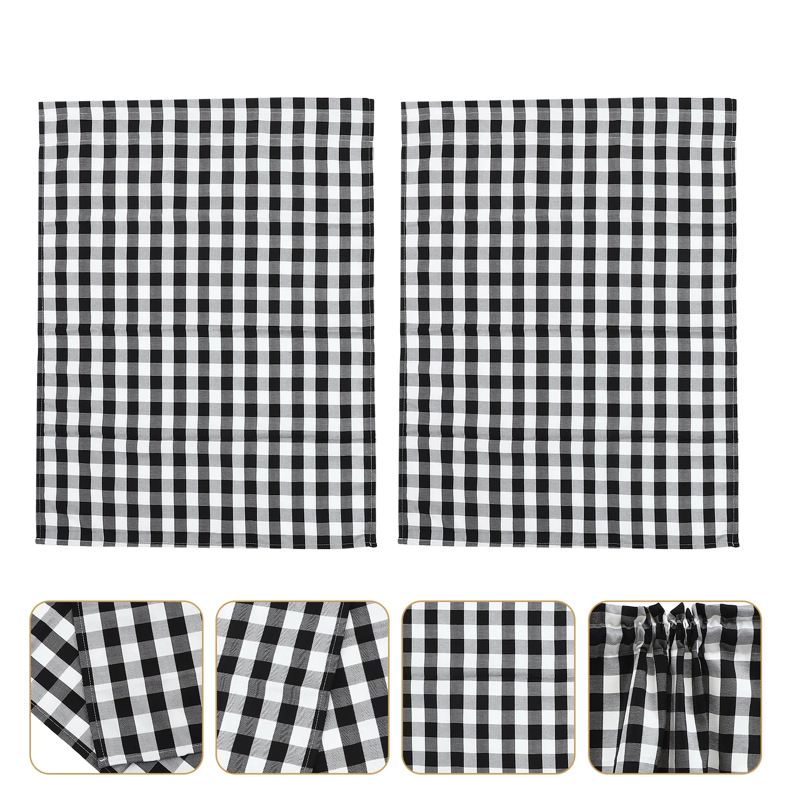 2 قطعة الجاموس منقوشة المطبخ الستارة أسود أبيض متقلب نافذة الستار قصيرة الزخرفية الستارة للنوافذ الصغيرة