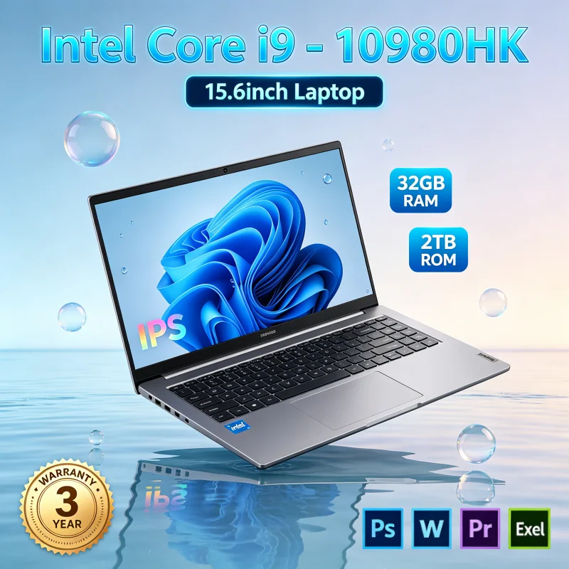 15.6 Inch  1080P Slim Business Laptop Intel Core i9-10980HK 32GB RAM 2TB M.2 NVMe SSD Windows 11 Pro Fingerprint Unlock Backlit