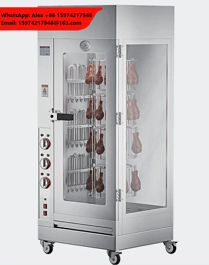 Commercial Automatic Rotating Chicken Duck Roaster Electric Gas Poultry Oven Digital Touchscreen Temperature Control For Street
