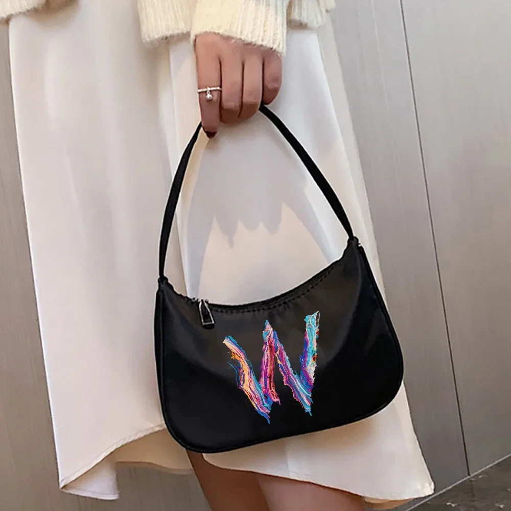 Shoulder Bags  Luxury Bag Woman Handbags Paint Letter Print Series  Underarm Bags Casual Women Hobos Commuter Crescent Bag