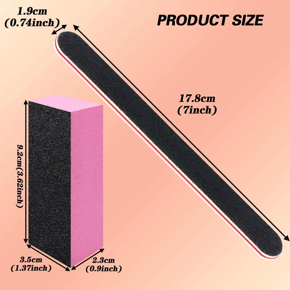 Kit de limas de uñas rosas, juego profesional de lima de pedicura de uñas negra y lijado, herramienta de manicura, 2/4/6/8 Uds.