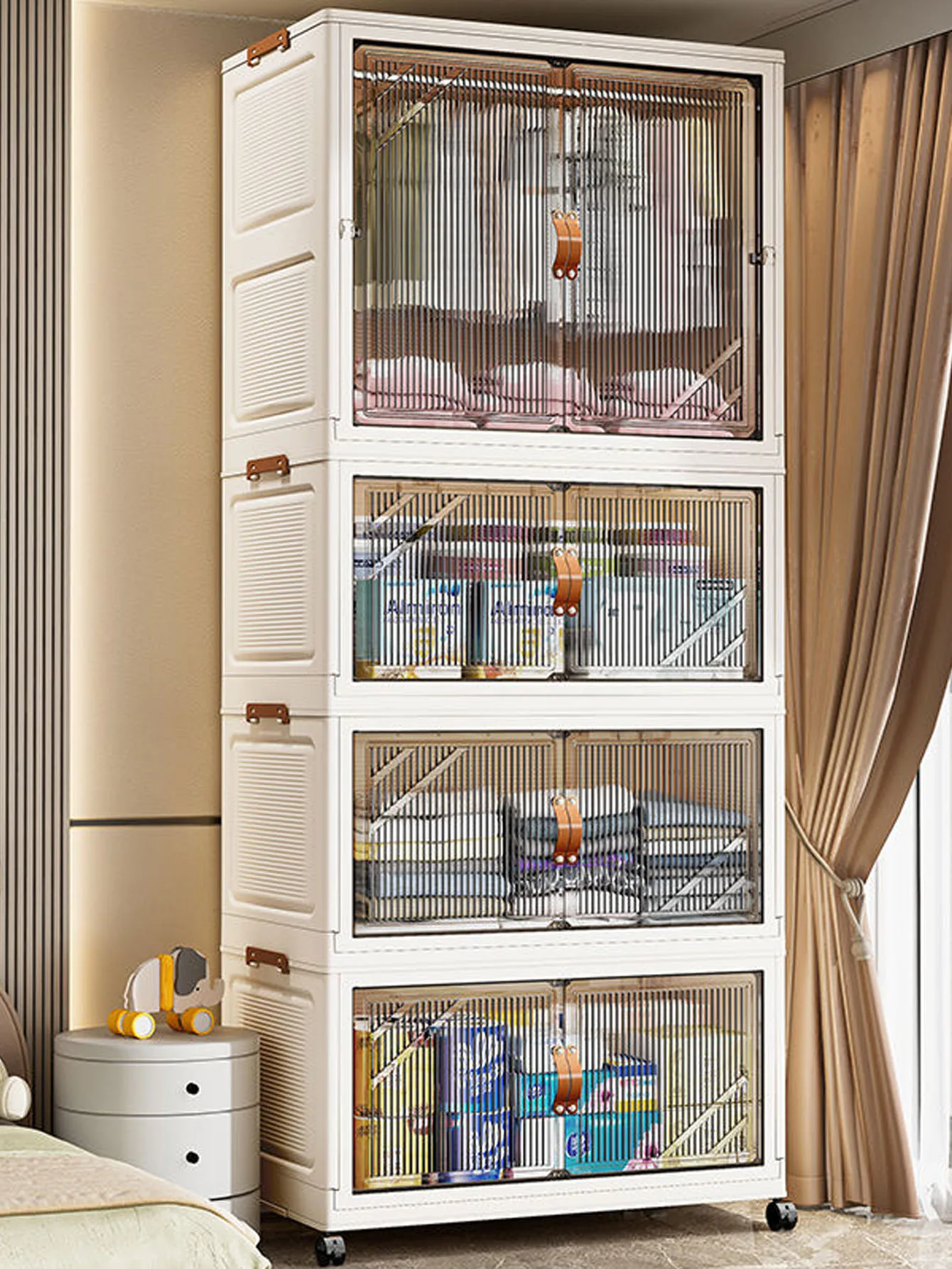 Kleiner Wohnzimmerschrank im Schubladenstil, fünffach faltbarer Schrank, Kunststoffschrank, verdickter Aufbewahrungsschrank, Aufbewahrungsraum, Wohnzimmer