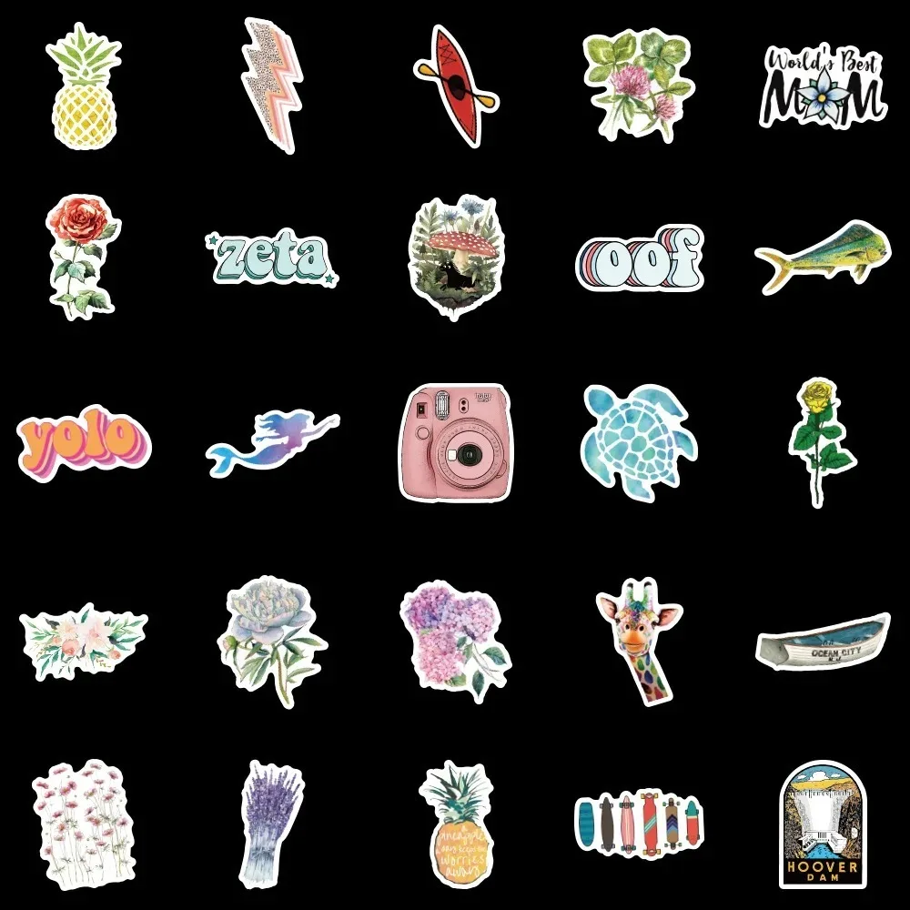 50PCS small fresh summer beach graffiti stickers luggage car mobile phone computer PVC waterproof stickers