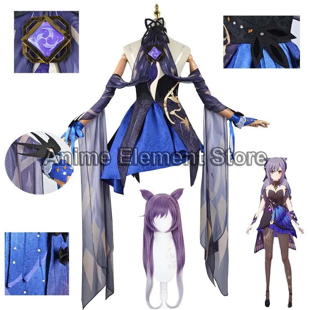 

Game Genshin Impact Keqing Cosplay Anime New Skin Game Suit Gorgeous Sexy Ke Qing Genshin Dress Wig Outfits Comic Con Halloween