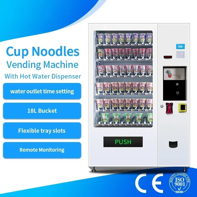 Hot salesVending Machine 21.5 Inch Touch Screen Cash Coin And Card Reader Cup Noodle Vending Machine With Hot Water Fast Food