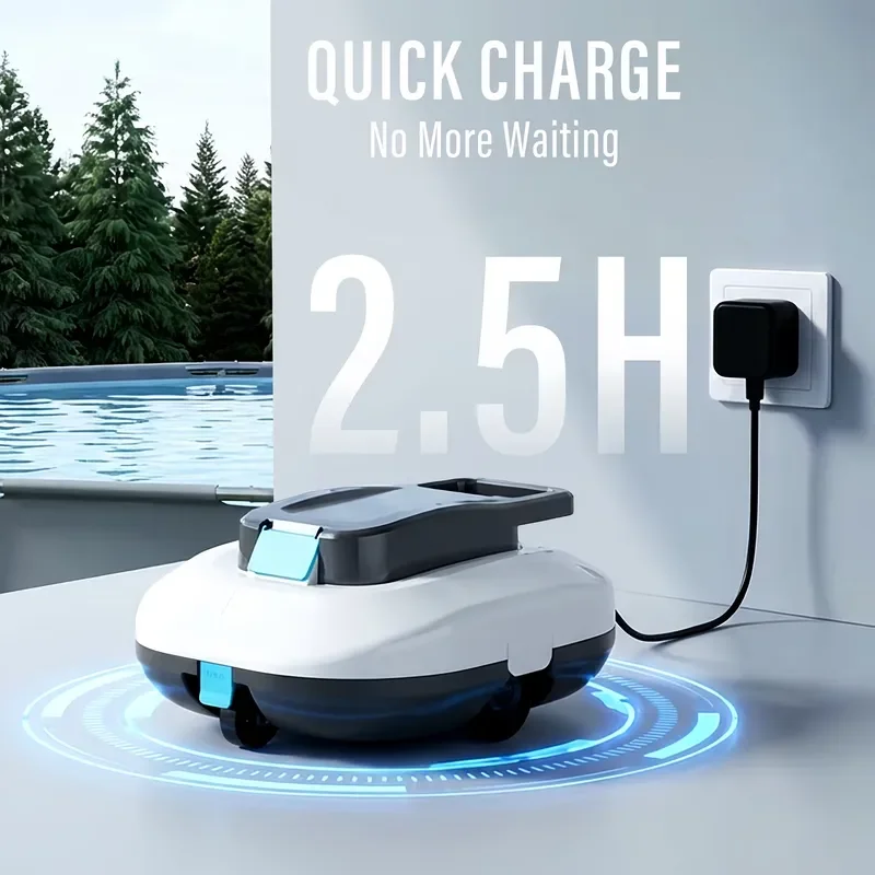 Automatic Wireless Pool Cleaning Robot Strong Suction for Leaves Dirt Sand Efficient Debris Removal Underwater Vacuum Cleaner
