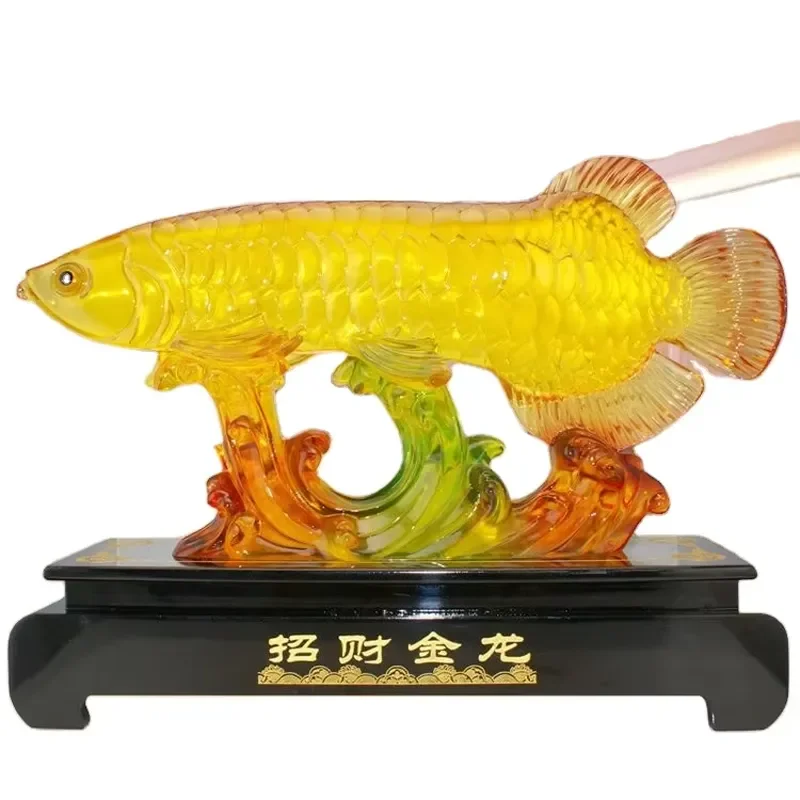 2023 high-end China lucky feng shui home decoration luxury resin arowana statue living room desktop feng shui arowana statue