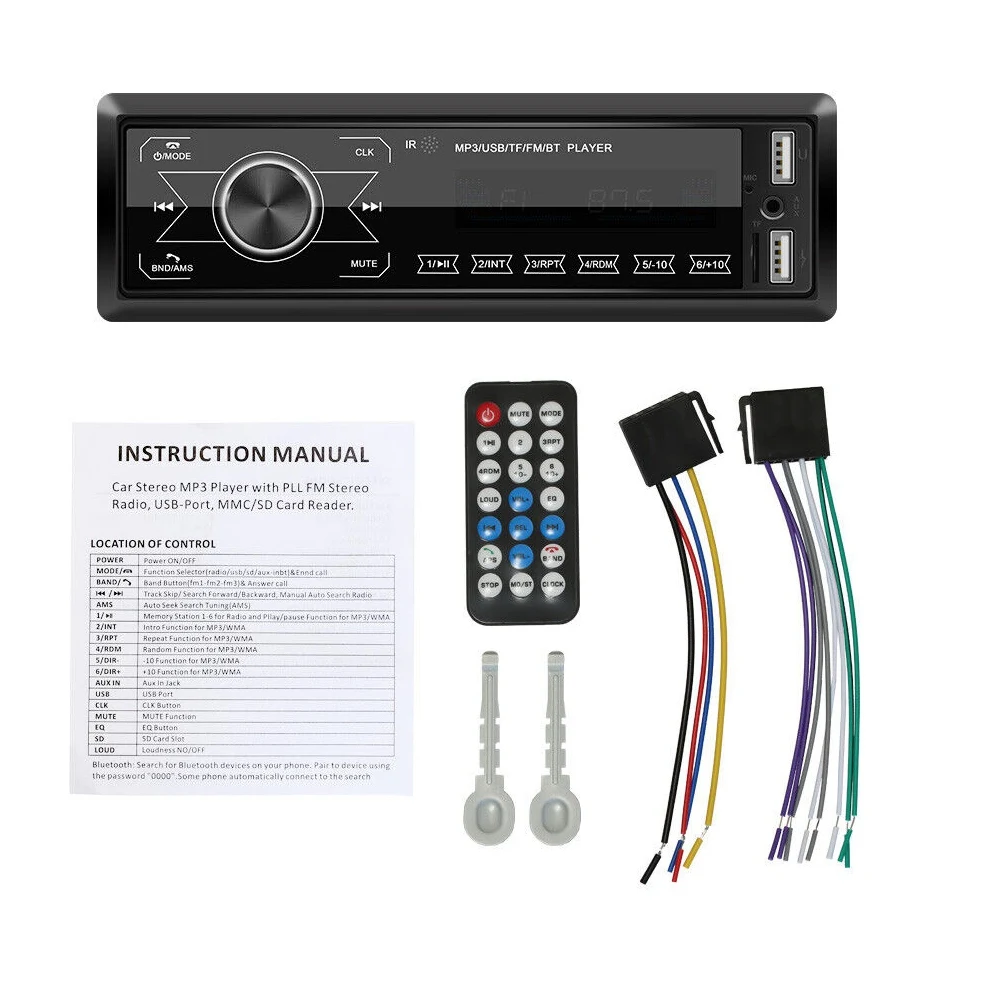 

1 DIN Car Stereo Audio Automotivo Bluetooth with USB USB/SD/AUX Card In-Dash Autoradio FM MP3 Player PC