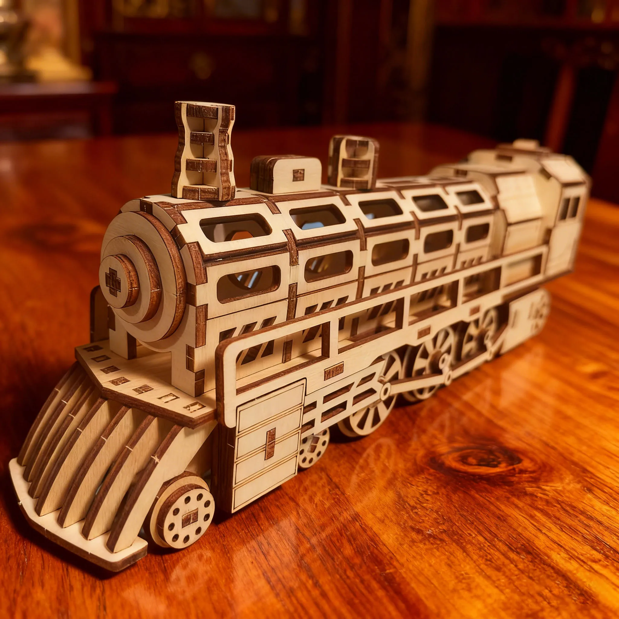 

Wooden Locomotive 3D Puzzle Model DIY Creative Assembly Home Decor Handcrafted Model Festive Gift Parental-Child Interaction