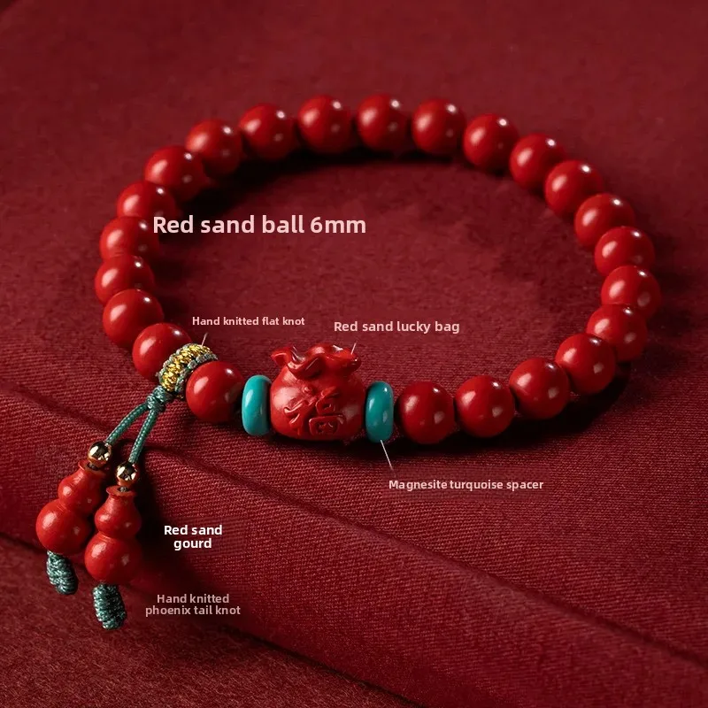 Cinnabar Fortune Bag Fulu Gourd Handstring This Life Year Red Sand Ladies Gift 2026 New Ins Jewelry Art Bracelets Attract wealth