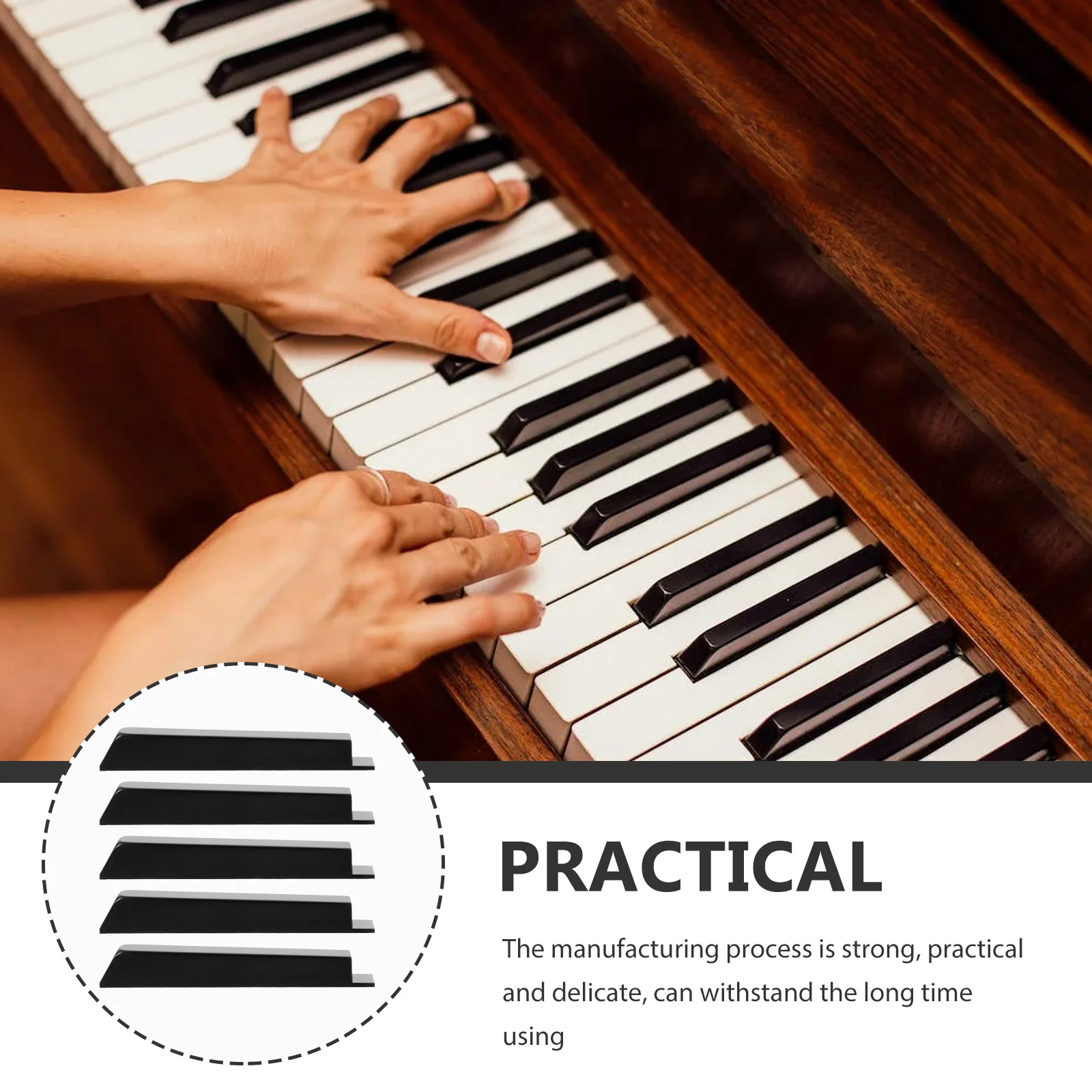 

5pcs Black Key Accessories Keytop Replacement Keyboard Parts Durable Repairing Tools For All Pianos Piano Parts Instrument