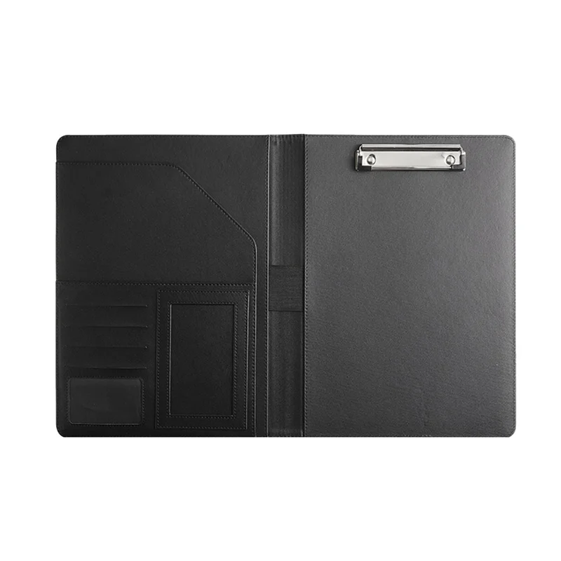 

Resume Portfolio Folder with A4 Size Clipboard Black Leather Padfolio for Men Women Business Portfolio Organizer