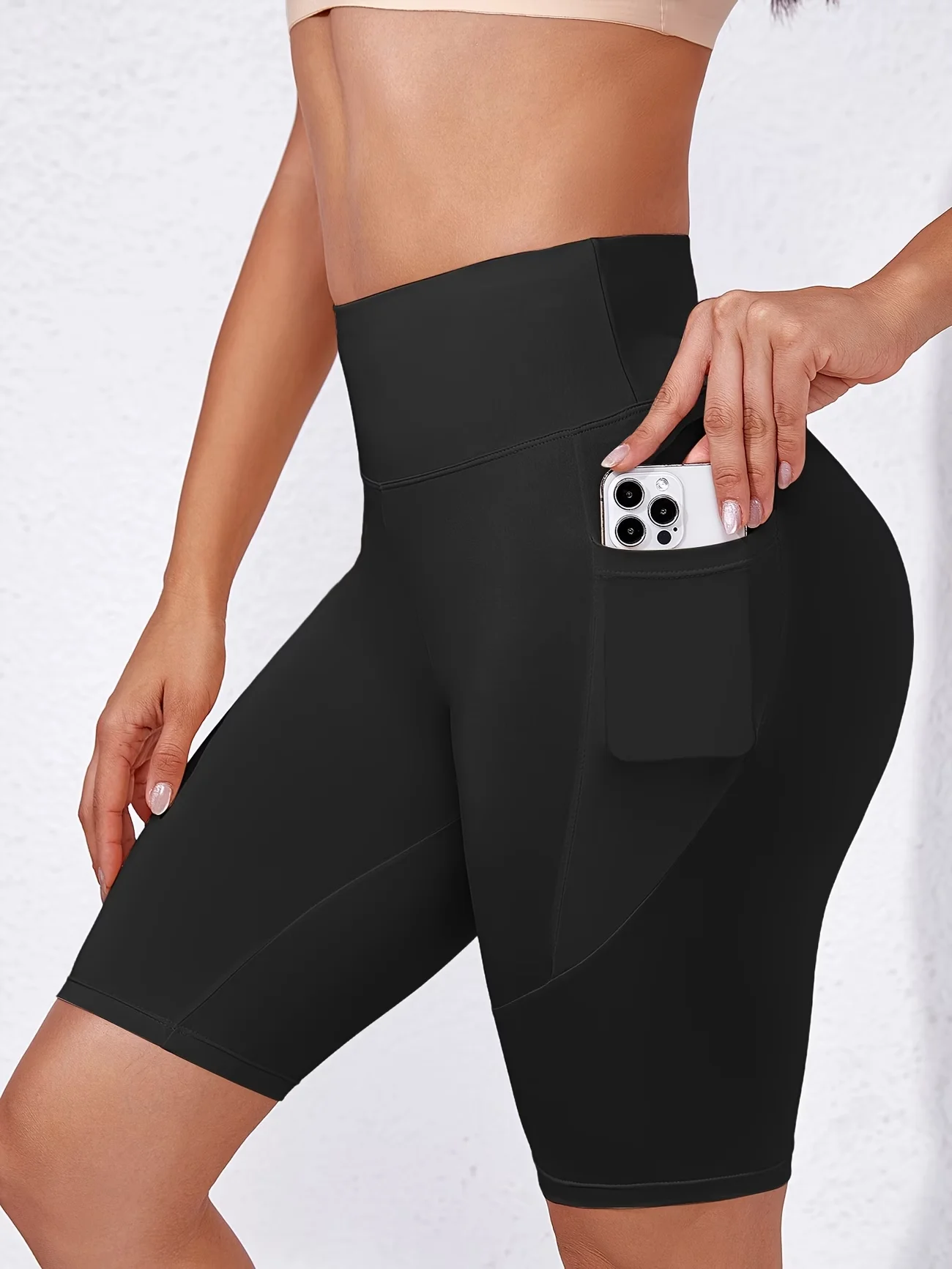 Fitness Pocket Yoga Shorts Soft Stretch Sports Capris Suitable For Outdoor Cycling Workout Comfortable Body Shaping Leggings