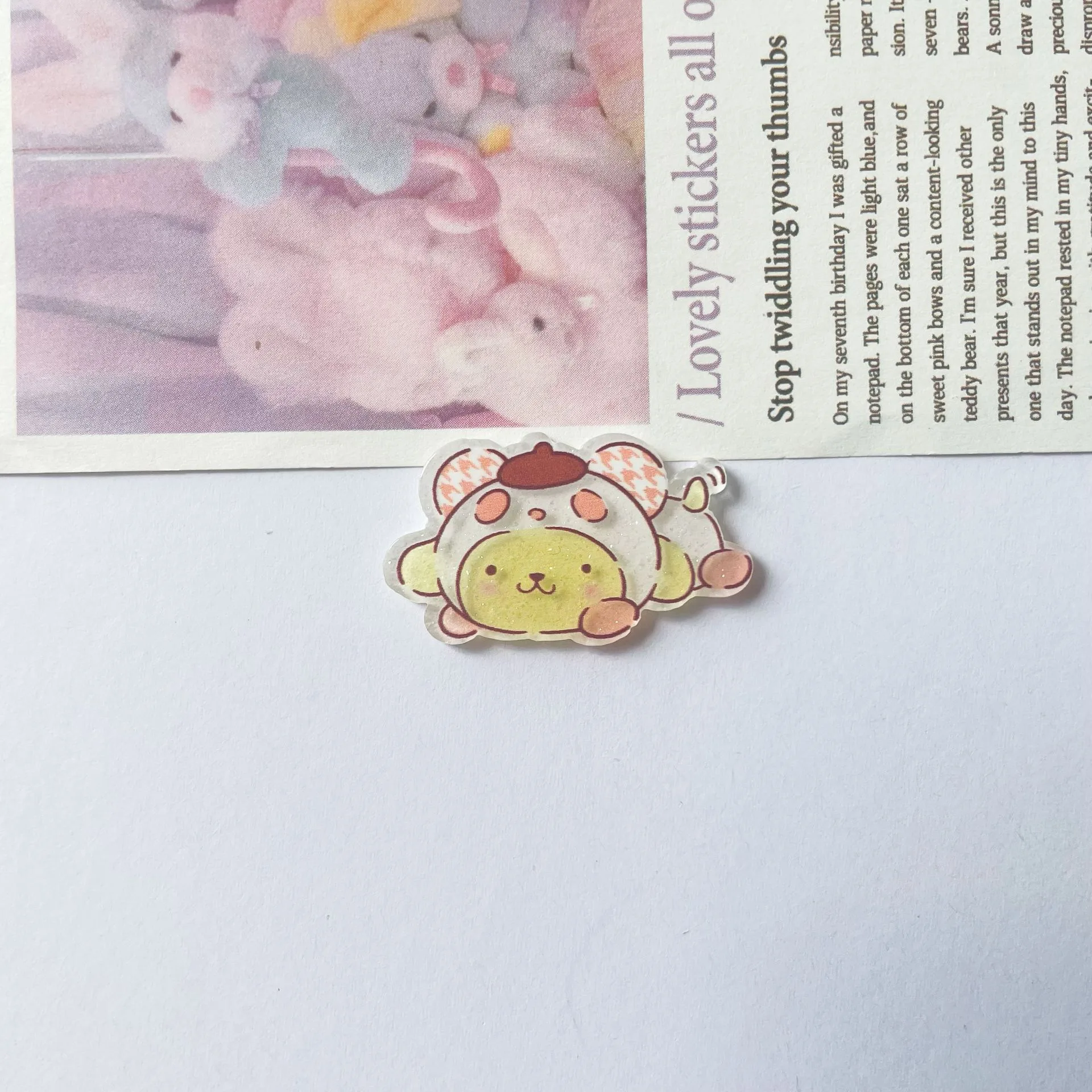 10 Pcs New Acrylic Kawaii Cute Cartoon characters bowknot Series Clip Book  Diy Jewelry Party Gift Hairpin Accessories A89