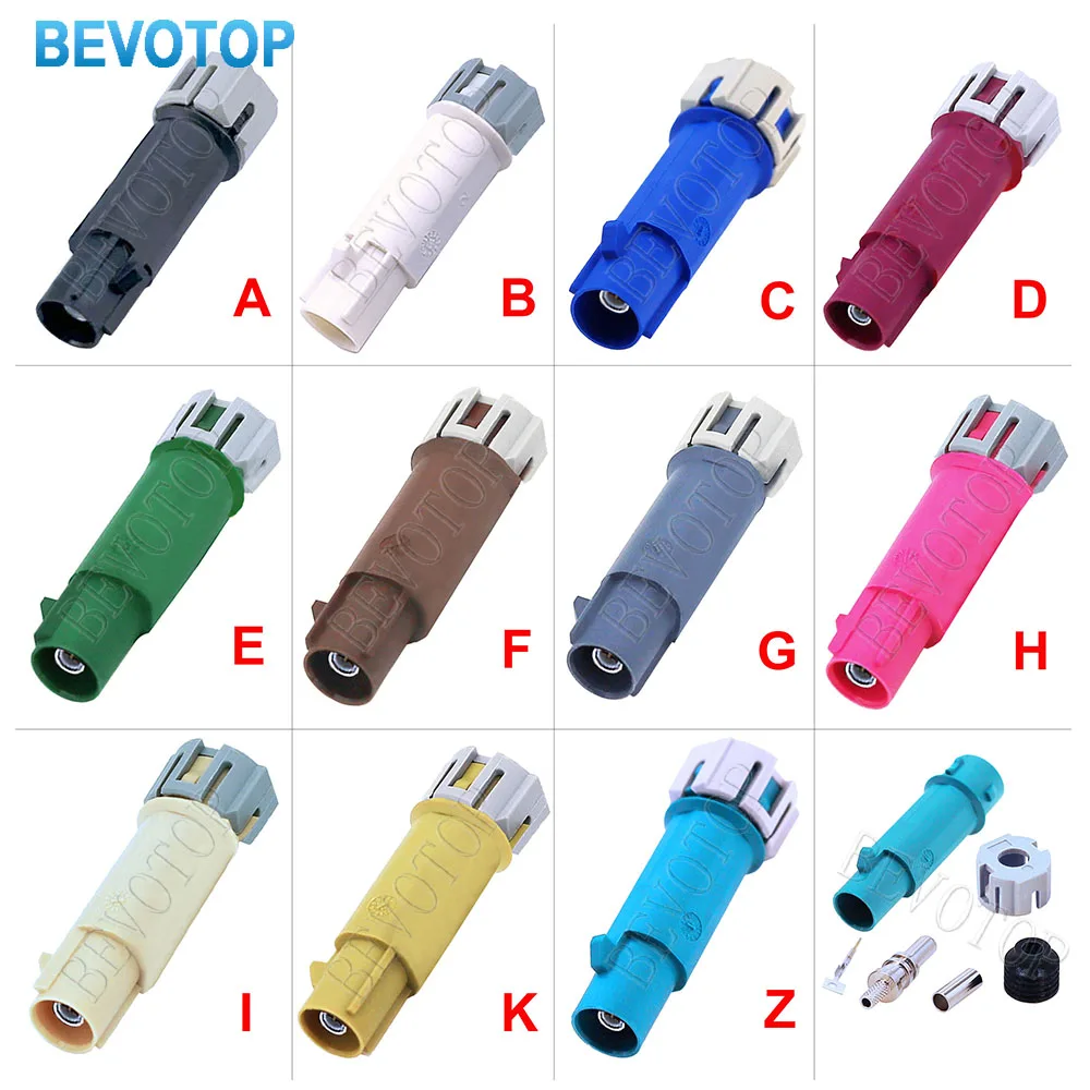 10PCS/LOT Waterproof FAKRA A/B/C/D/F/G/H/I/K/Z Male Connector 50-1.5 Soldering Connectors for RF Coaxial RG316 RG174 Pigtail Cab