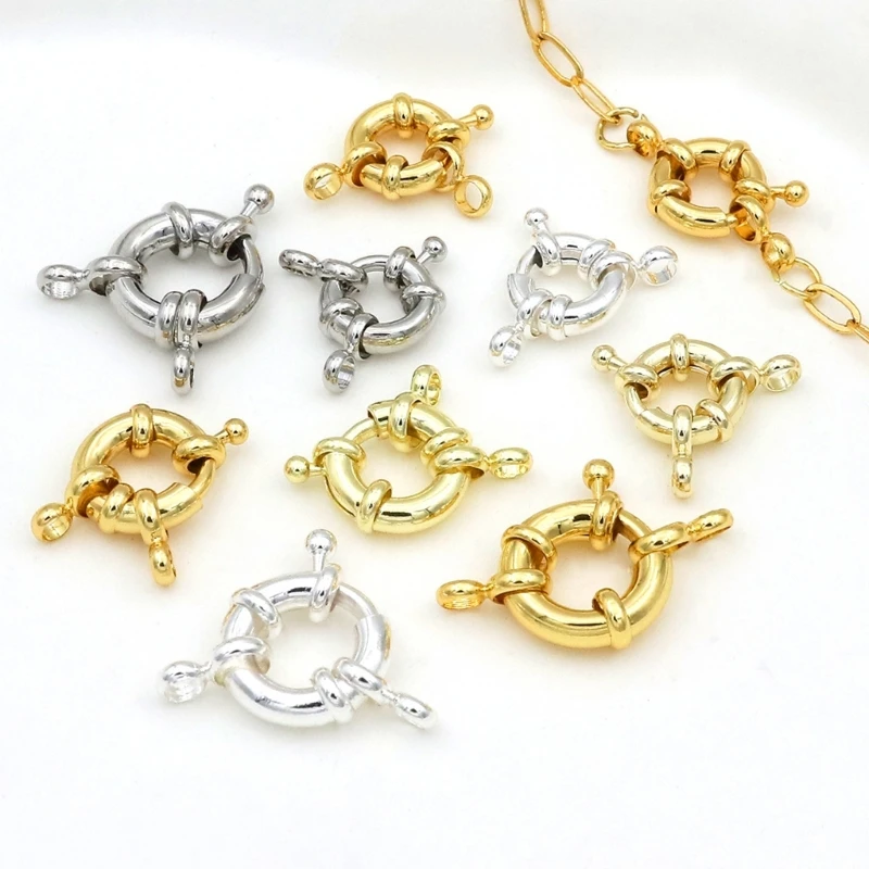 G92D Jewelry Spring Ring Clasp Set with End Rings, Copper Connector Findings, 20 Piece Supply for Necklace Finishing
