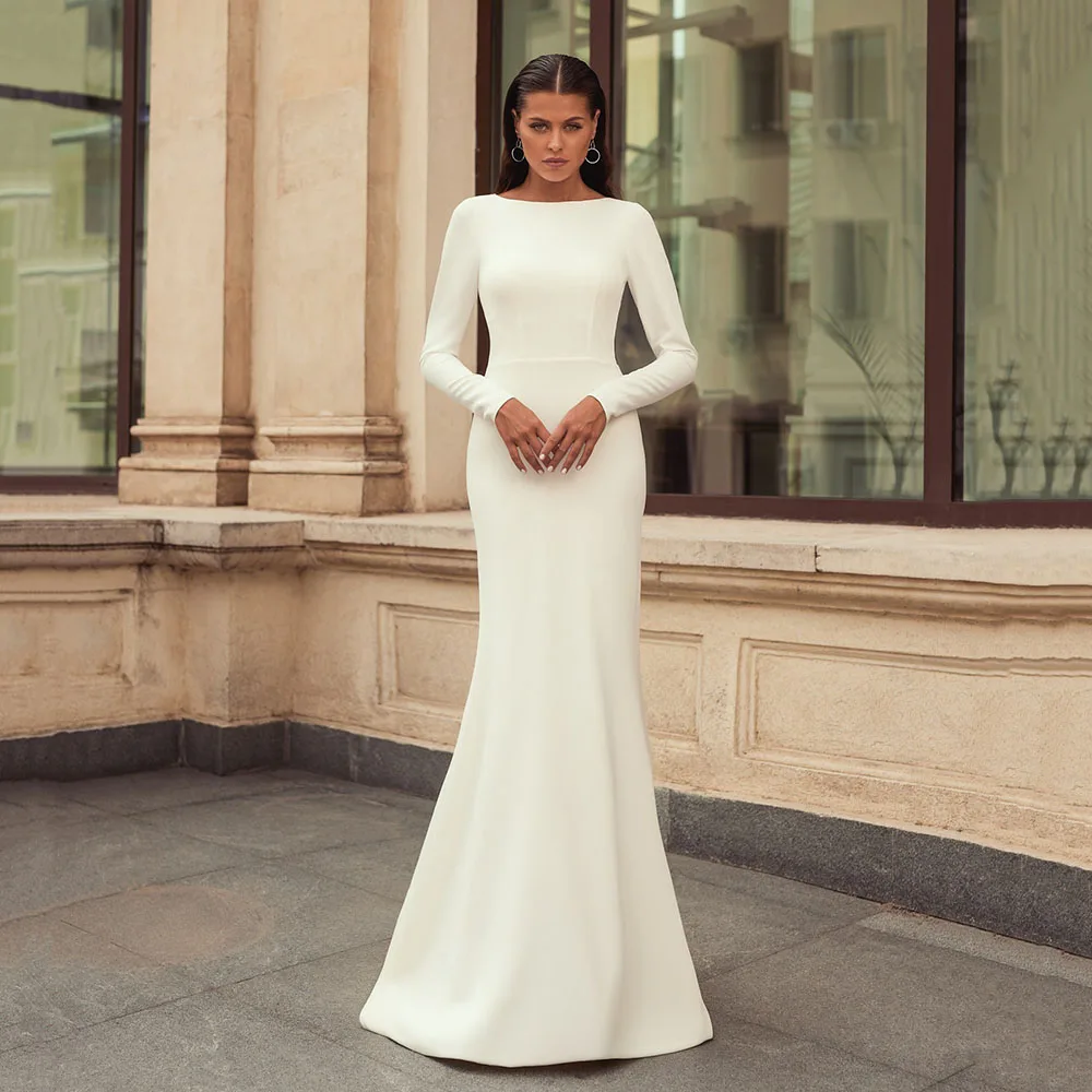 

Mermaid Wedding Dresses For Women Customized Long Sleeve Elegant Civil Bride DressWomen's Wedding Gowns 2025 Vestido De Noiva