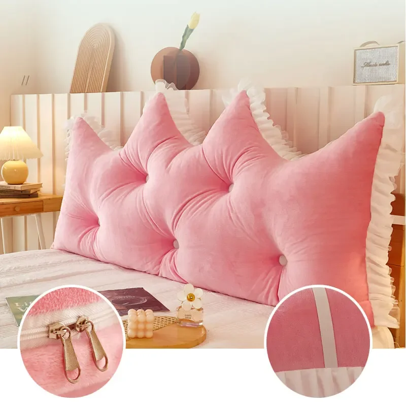 Headboard Cute Pink Pillows Backrest Large Cushion Crown Reading Wedge Pillow Bedside Sleeping Neck Pillow Body Princess Style