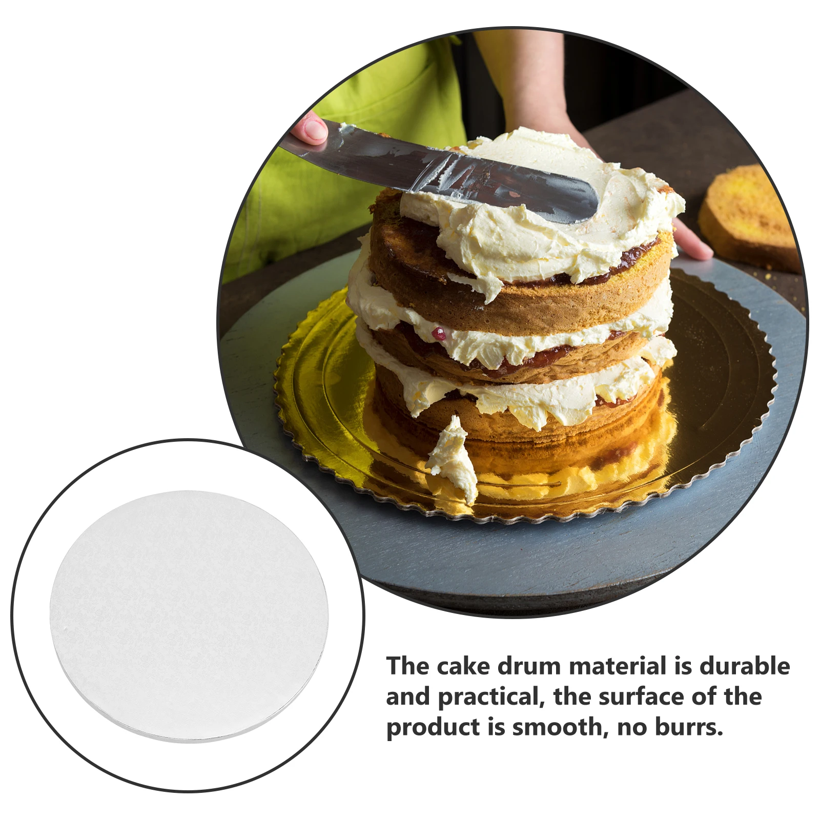 

Transfer 16 Inch Round Aluminum Foil Drum Cake Plate Baking Supply Tool Kitchen Aluminum Foil Cake Drum Barware