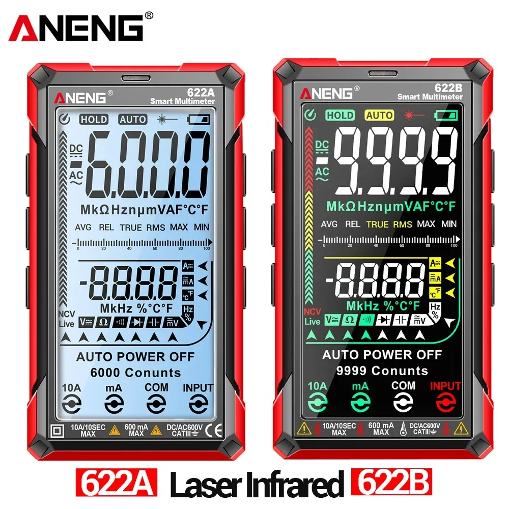 

ANENG 622A/622B Digital Multimeter Professional AC/DC Current voltage Capacitance Resistance Meter Ohm Temp Tester Tools