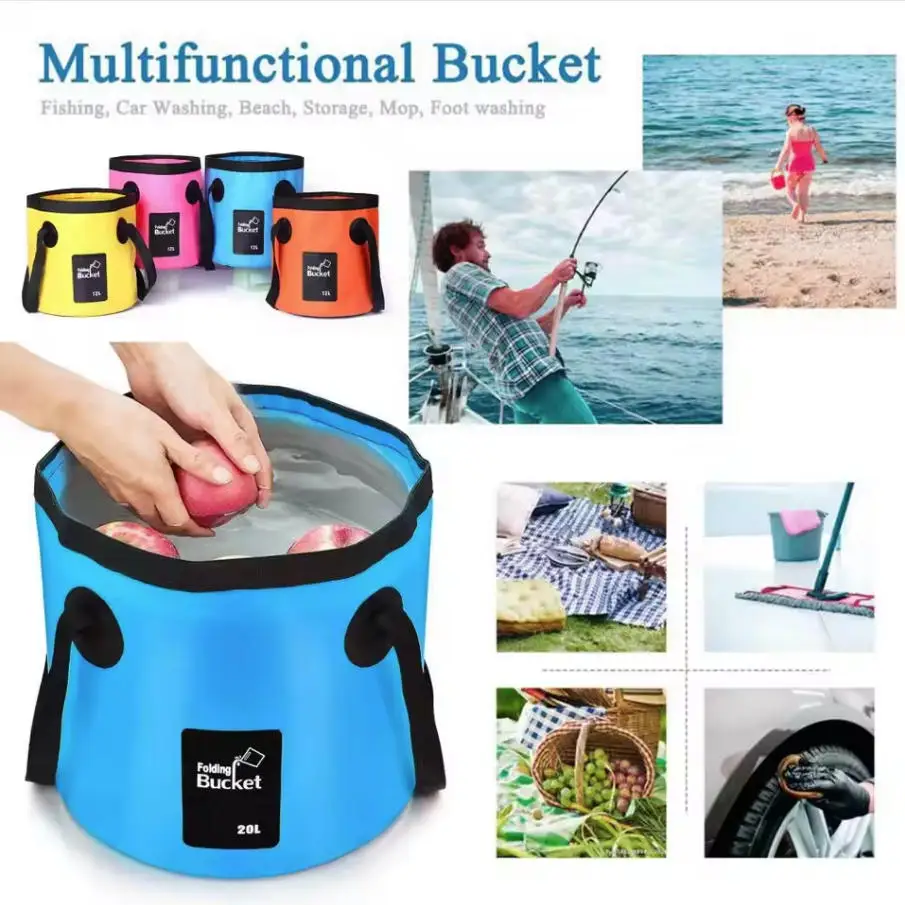 12/20L Portable Folding Bucket, Foldable Fishing Bucket, Camping Water Storage Container Collapsible Outdoor Travel Water Bucket