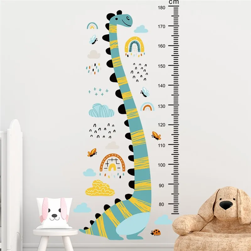 Cartoon Diplodocus Wall Sticker For Height Measure Kids Bedroom Decoration Dinosaur Animal Mural Art Diy Home Decal Pvc Posters