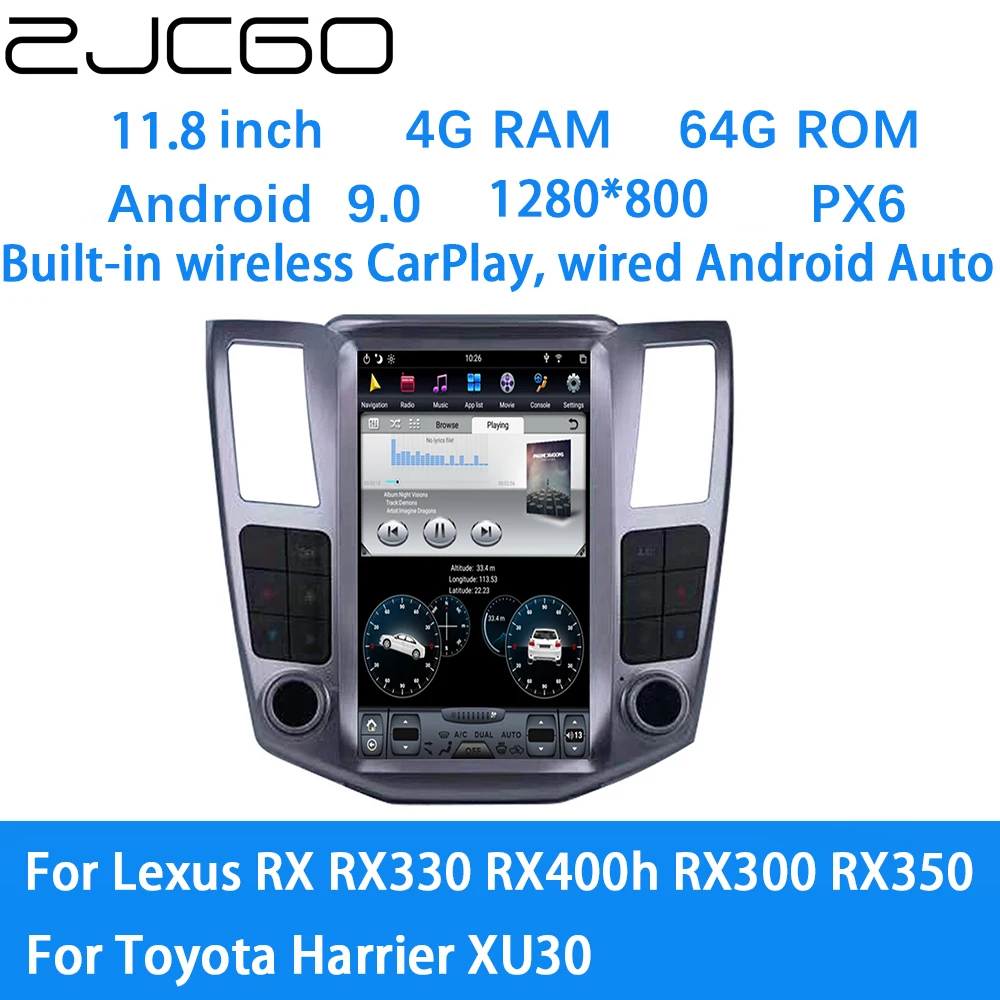 

ZJCGO Car Multimedia Player Stereo GPS DVD Radio Navigation Android Screen System for Lexus RX RX330 RX400h RX300 Toyota Harrier