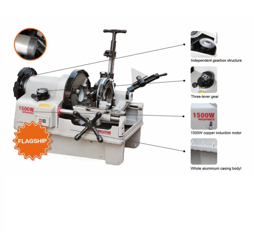 

DepositFactory Price 1/2-4" Automatic Power Pipe Threader ZT-100F-BT Portable Electric 1500w Pipe Asada Threading Machine