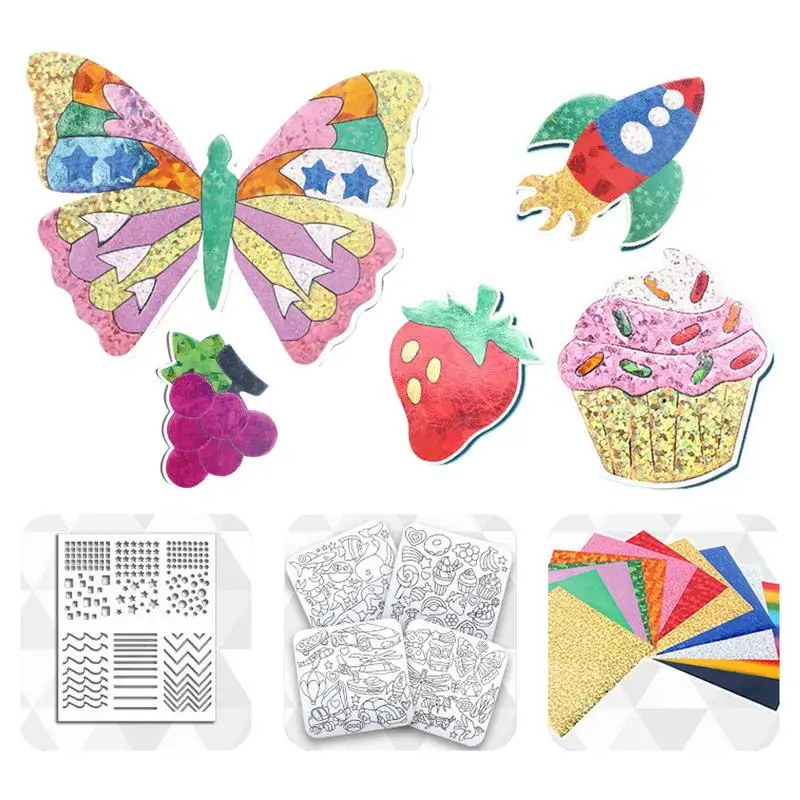 Foil Painting For Kids Colorful Foil Sticker Art Painting Set Creative Foil Painting StickyCrafts For Travel Toys