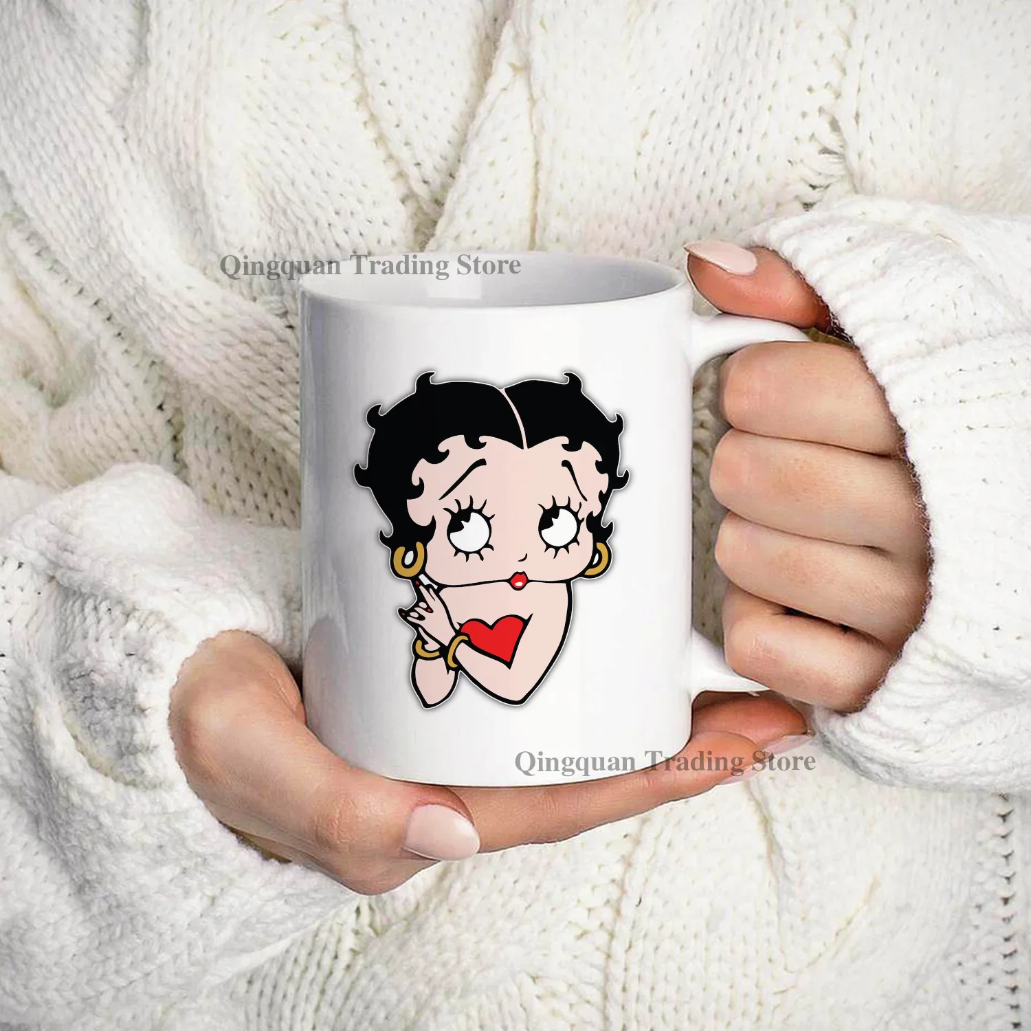 جميلة بيتي الأميرة بالمينا كوب القهوة القدح 11 أوقية السيراميك القهوة الشاي كوب الكاكاو مقبض كوب شرب الشاي #5