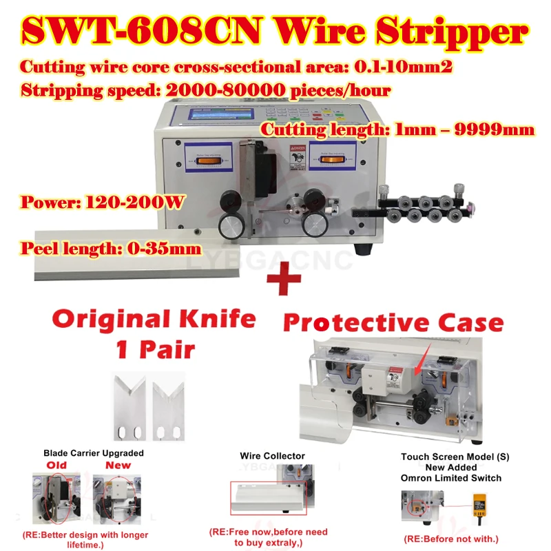 

Upgraded SWT-608-CN 2-wheel Drives Stripper Electric Wire Peeling Stripping Cutting Machine For Computer Strip Wire 0.1mm-2.5mm2