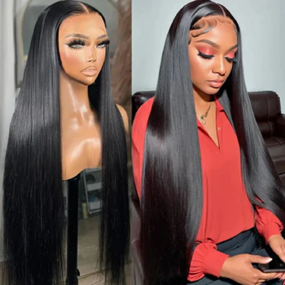

13x6 Straight Lace Frontal Human Hair Wigs 180 Density 4x4 Glueless Wigs Transparent Lace Front Wigs for Women Pre Cut Lace