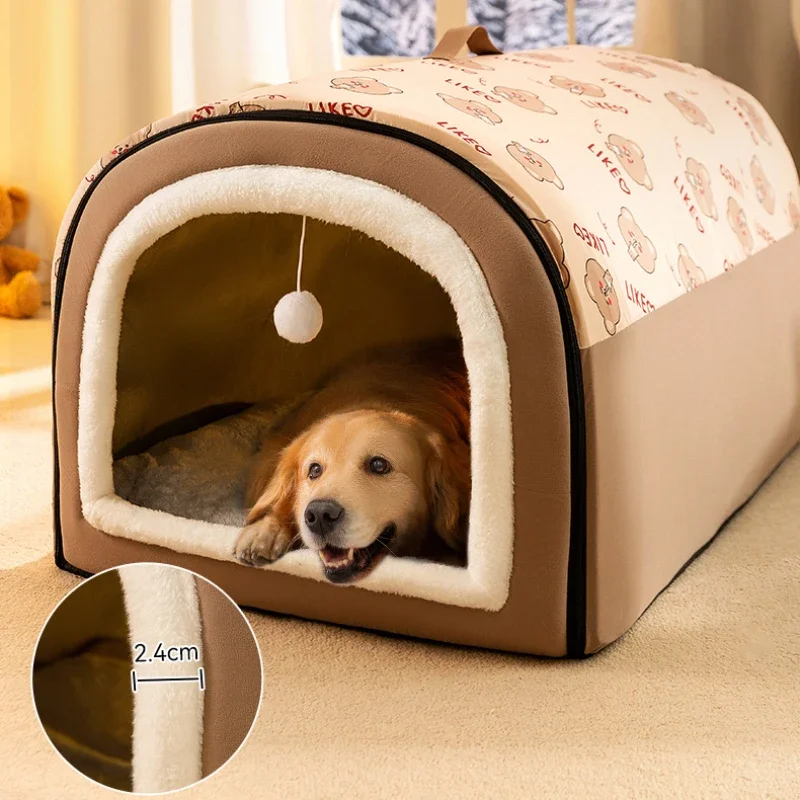 

Warm Winter Dog House Mat Large Dog Kennel Detachable Washable Dogs Bed Nest Deep Sleep Tent for Medium Large Pet House Supplies