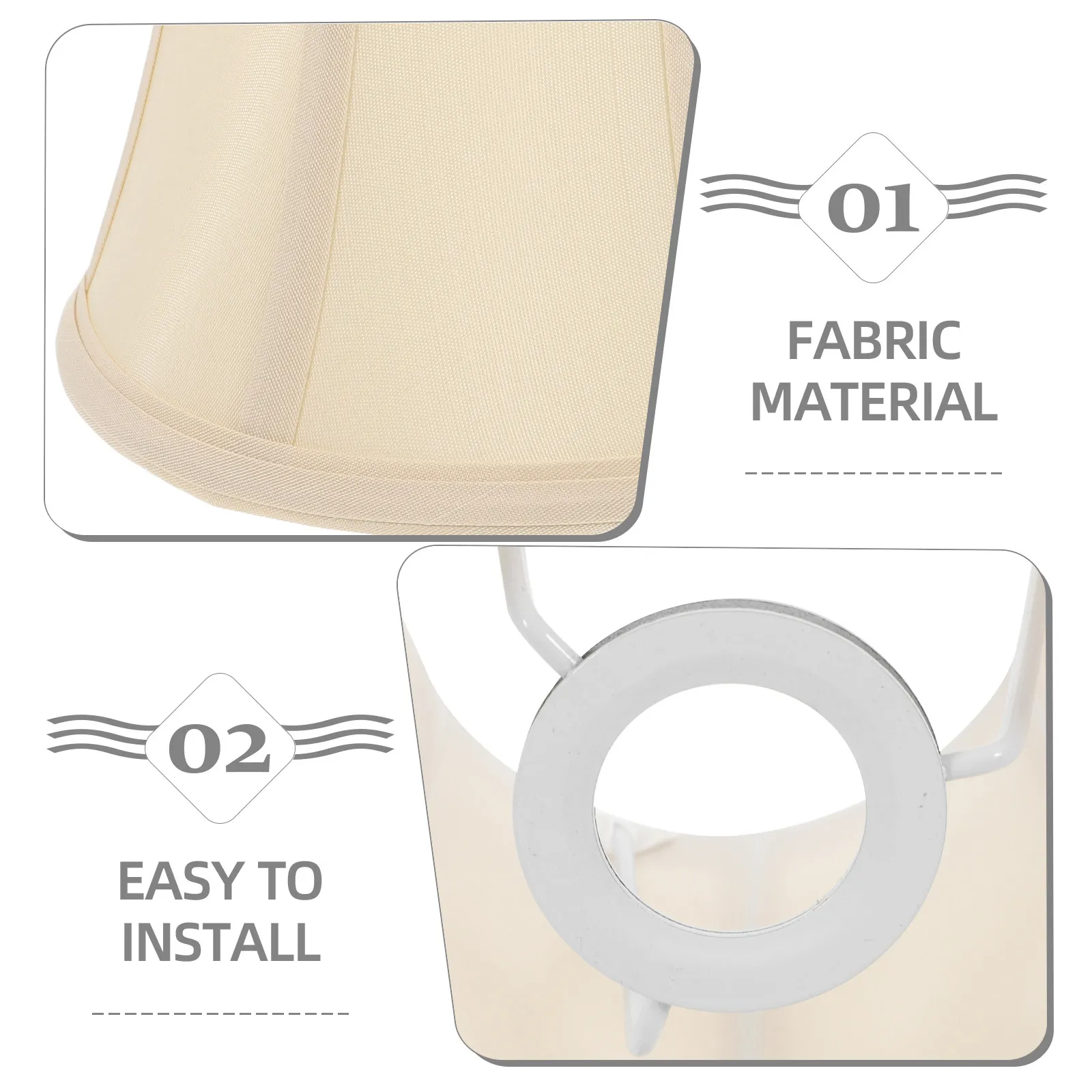 Fabric Lamp Shade Barrel Clip-on Lampshade Beige Natural Handcrafted for Floor Light Table Lamp Soft Touch Minimalist Design