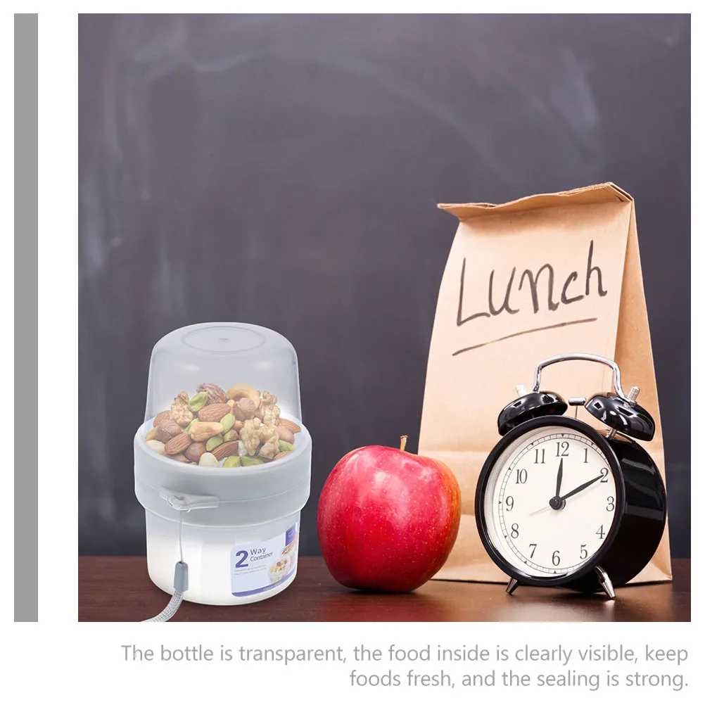 

2Sets Fresh-Keeping Food Storage Container Double Layer Portable Breakfast Cereal Yogurt Milk Cup Sealing Box Food Storage Box