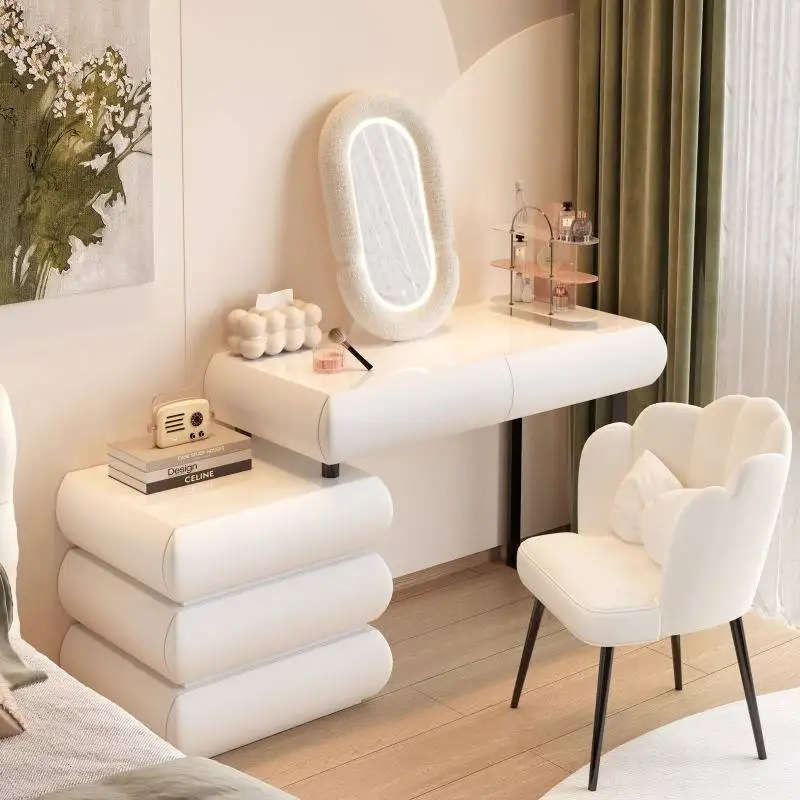 

Led Mirror Makeup Table Stool Wood Decorations Cute Bedroom Dressing Table Light Lounges Storage Tocador Maquillaje Furniture