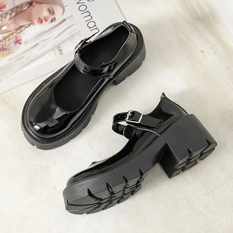 Sepatu Wanita 2025 Merek Hak Tinggi Wanita Dangkal Sepatu Tali Gesper Mode Musim Semi Sepatu Hak Wanita Sepatu Mary Jane Wanita