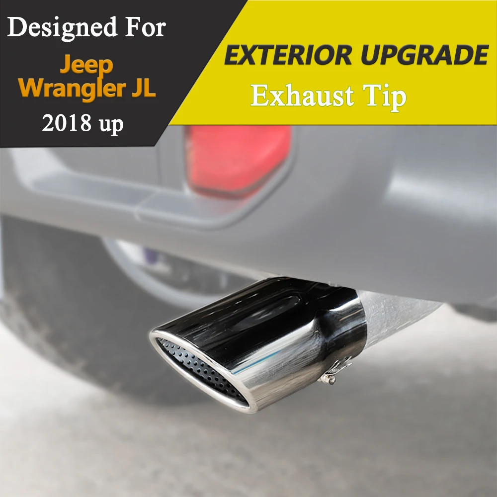 Embout de silencieux d'échappement pour Jeep Wrangler JL Rubicon 2018 – 20225, revêtement de gorge arrière en acier inoxydable chromé, accessoire extérieur