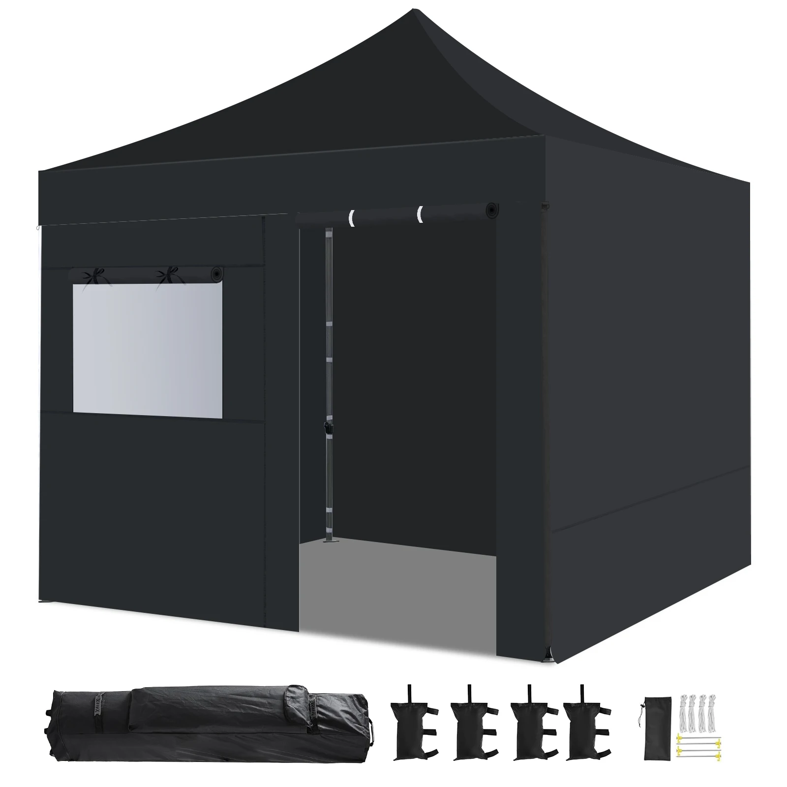 Commercial Canopy Tent with 4 Removable Sidewalls, 10x10 Pop Up Canopy Tent 500D Waterproof with Roller Bag 4 Sandbag