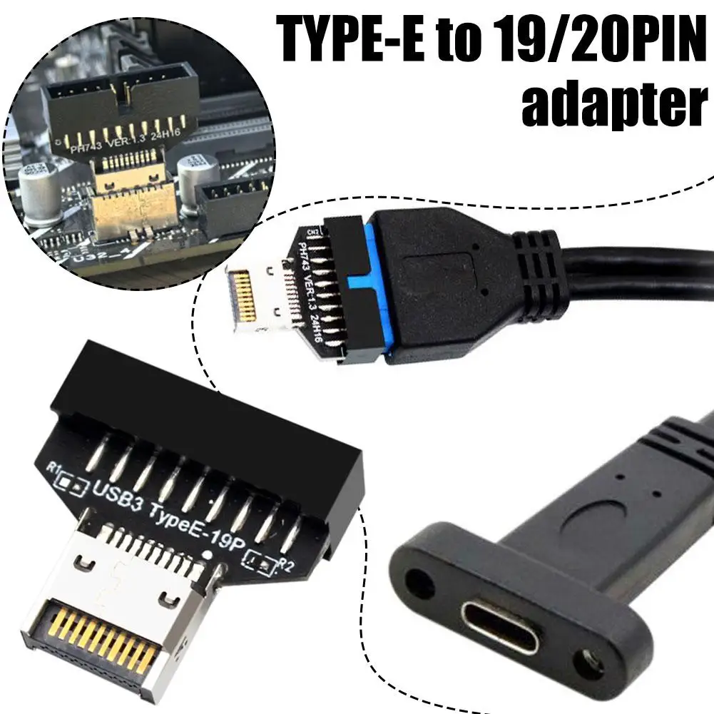 Motherboard USB3.2 Type-E 20Pin To USB 19P Chassis Front USB TypeA TypeC Expansion