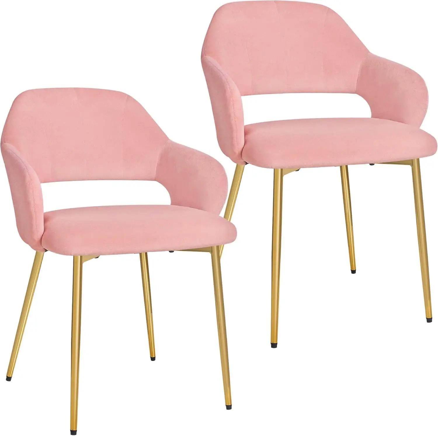 

Velvet Dining Chairs Set of 2, Modern Upholstered Kitchen Seats with Cushion and Metal Legs in Pink