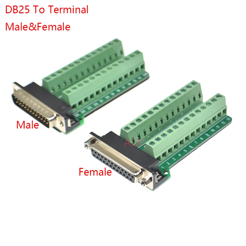 1 pz DB25 25 pin 2 righe maschio femmina connettore all\'adattatore terminale D-SUB convertitore da RS232 a RS485 modulo scheda terminale a 25 pin