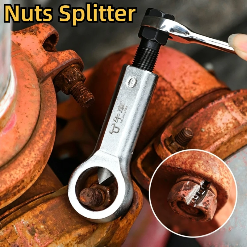 Rusty Nut Separation Wrench Damaged Screw Nut Splitter Remover Spanner Remove Cutter Tool Steel Wrench Hex Extractor Tools